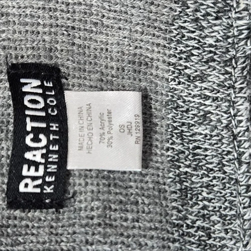 Kenneth Cole Reaction Mens Lightweight Scarf Winter Warm Grey Logo One Size